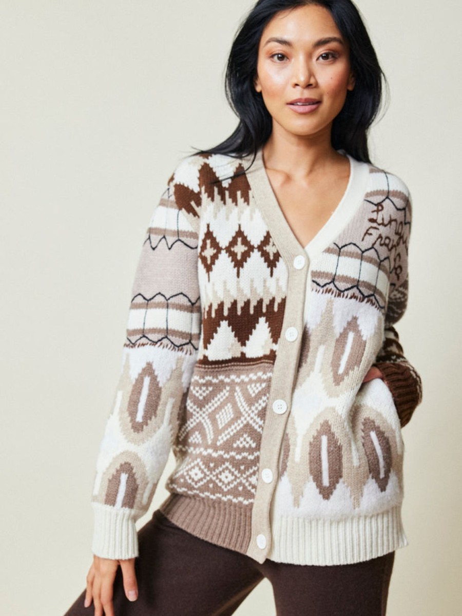 Ready To Wear Lingua Franca NYC | Lucy Oversized Cardigan Neutral Multi