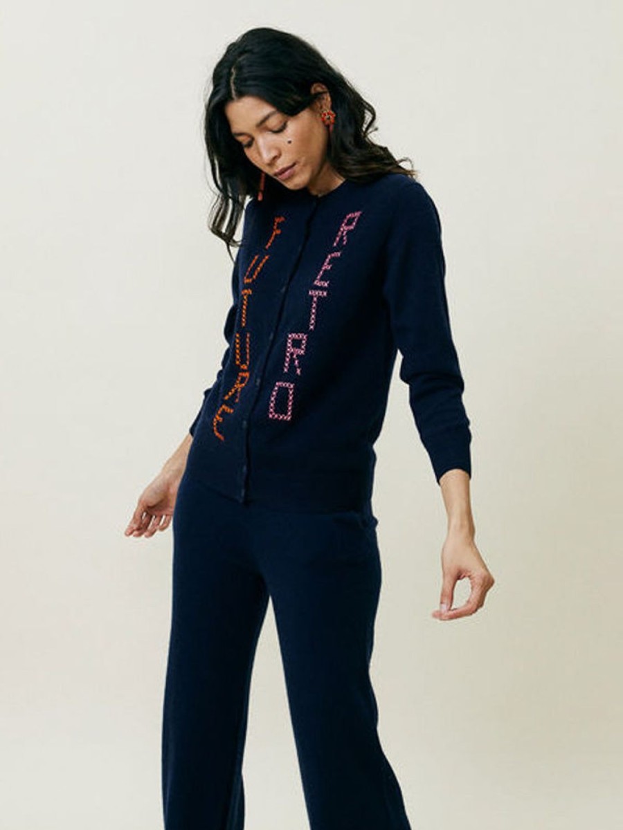 Ready To Wear Lingua Franca NYC | Future Retro Cardigan Navy