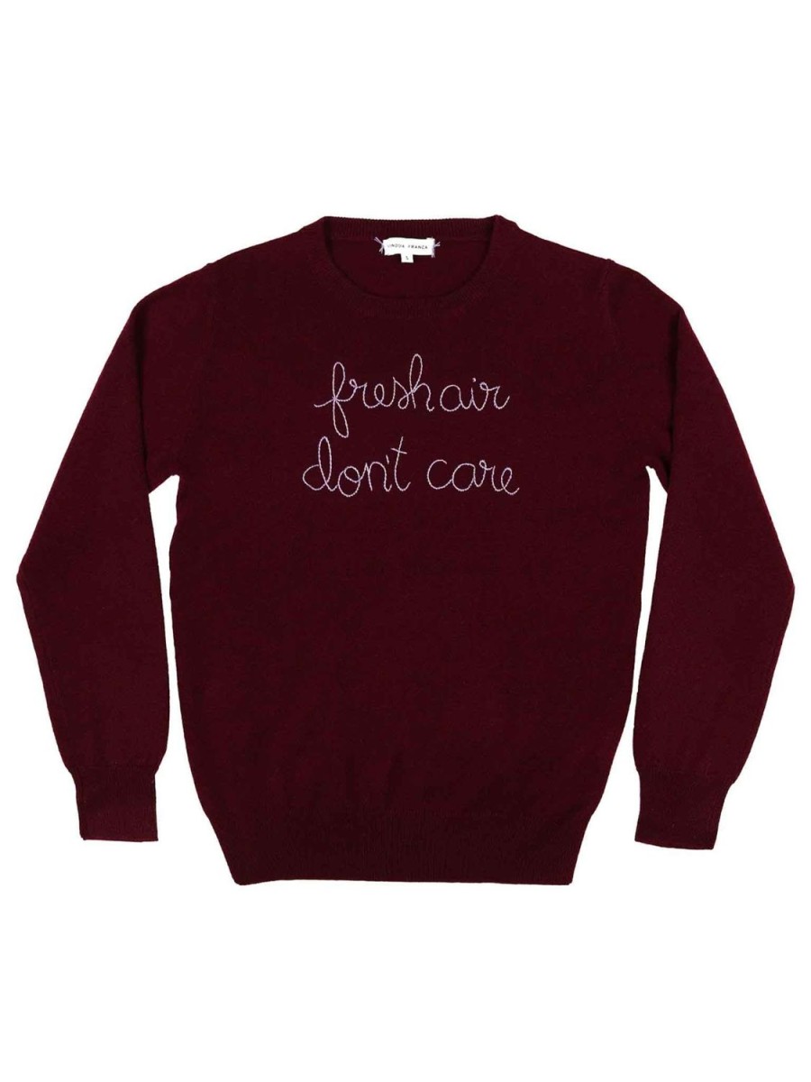 Lf Classic Lingua Franca NYC | Fresh Air Don'T Care Crewneck Maroon