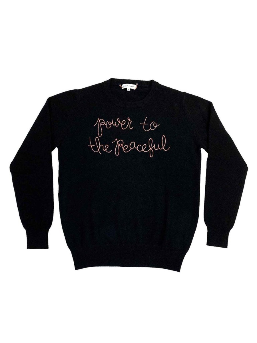 Lf Classic Lingua Franca NYC | Power To The Peaceful Crewneck Black