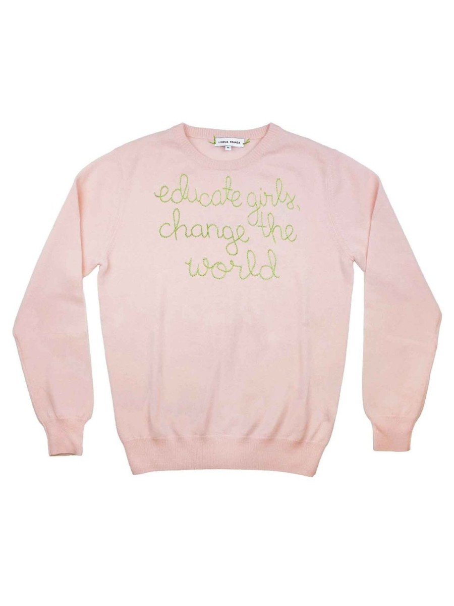 Lf Classic Lingua Franca NYC | Educate Girls, Change The World Crewneck Pale Pink