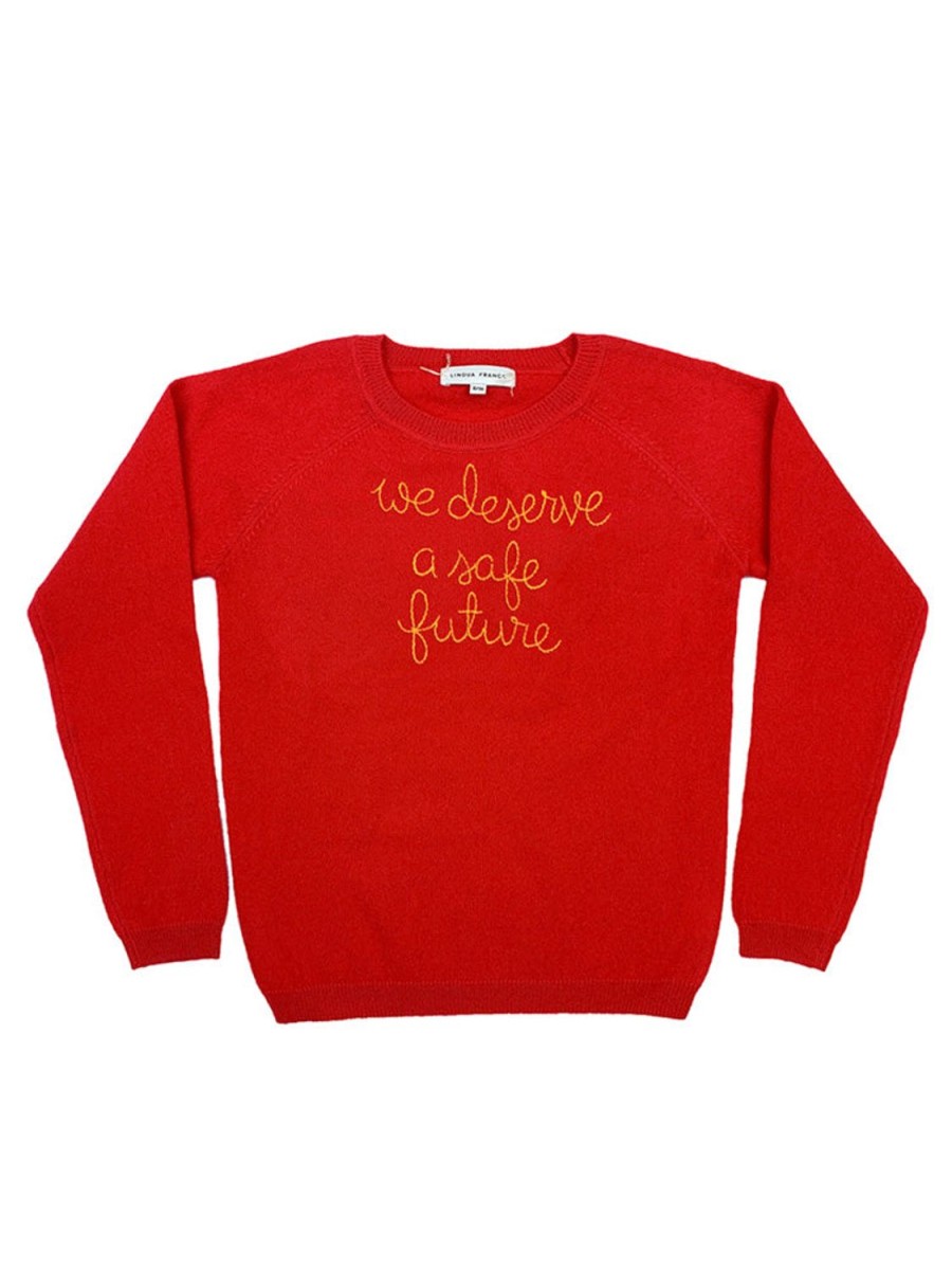 Lf Classic Lingua Franca NYC | We Deserve A Safe Future Kids Crewneck Red