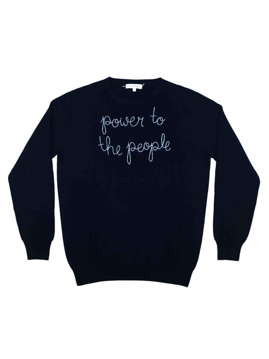 Lf Classic Lingua Franca NYC | Power To The People Mens Crewneck Navy