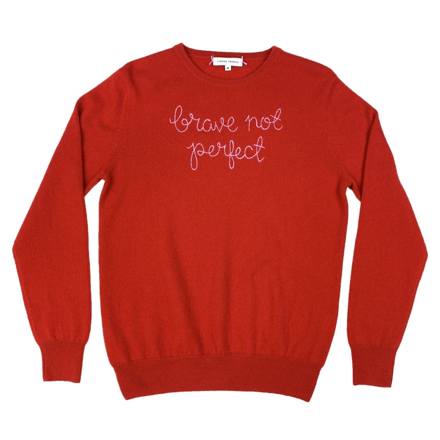 Lf Classic Lingua Franca NYC | Brave Not Perfect Crewneck Red