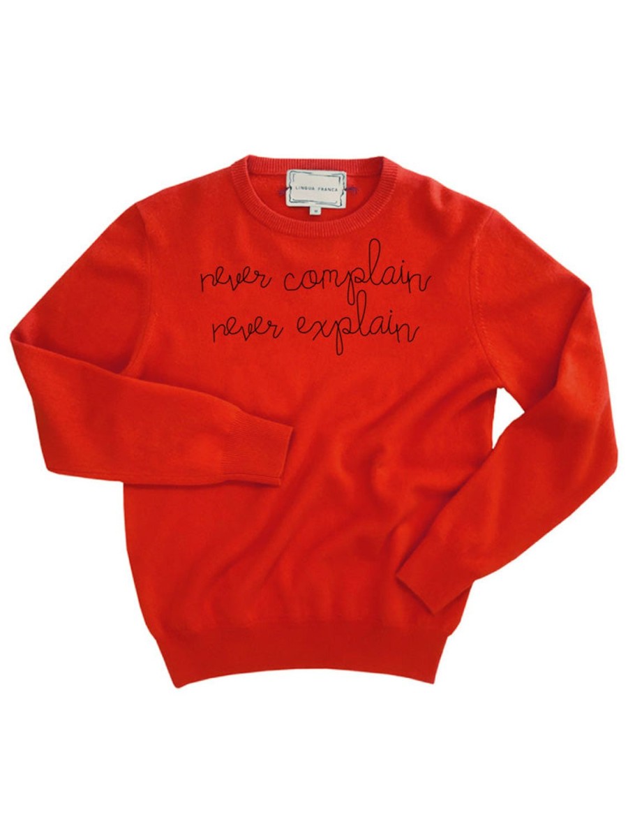 Lf Classic Lingua Franca NYC | Never Complain Never Explain Crewneck Red