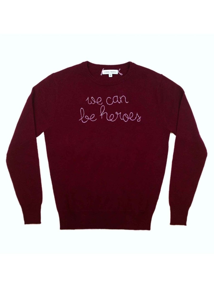 Lf Classic Lingua Franca NYC | We Can Be Heroes Crewneck Maroon