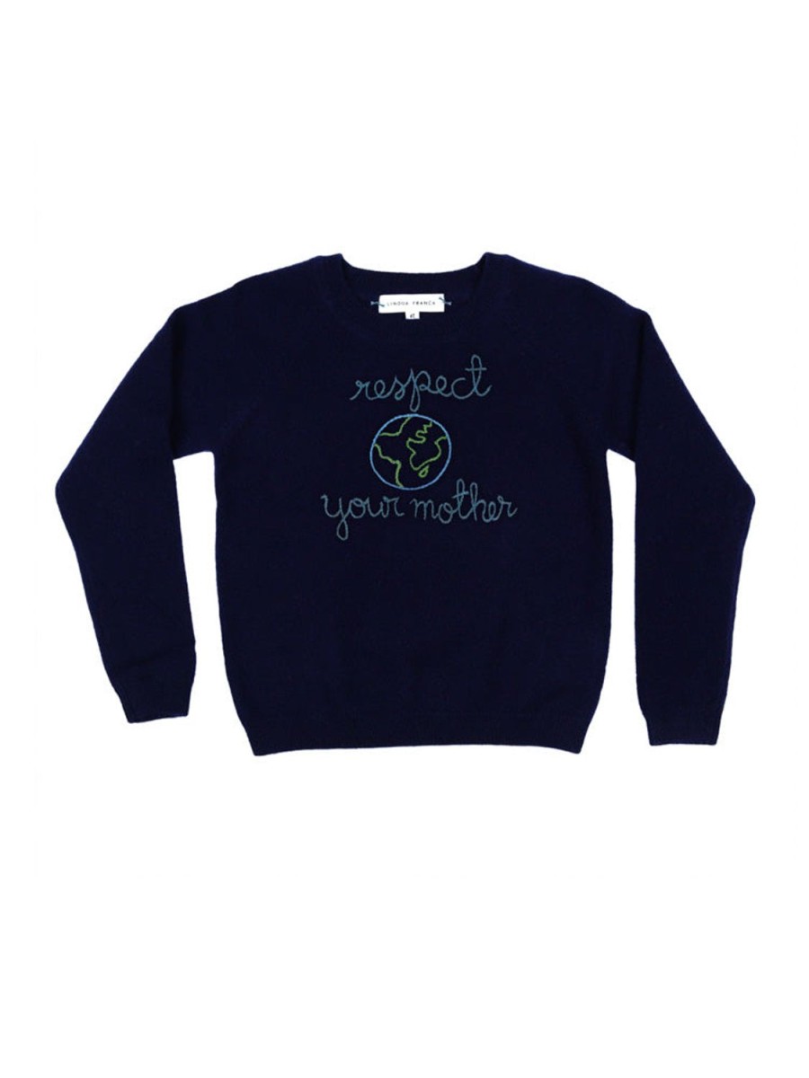 Lf Classic Lingua Franca NYC | Respect Your Mother Kids Crewneck Navy