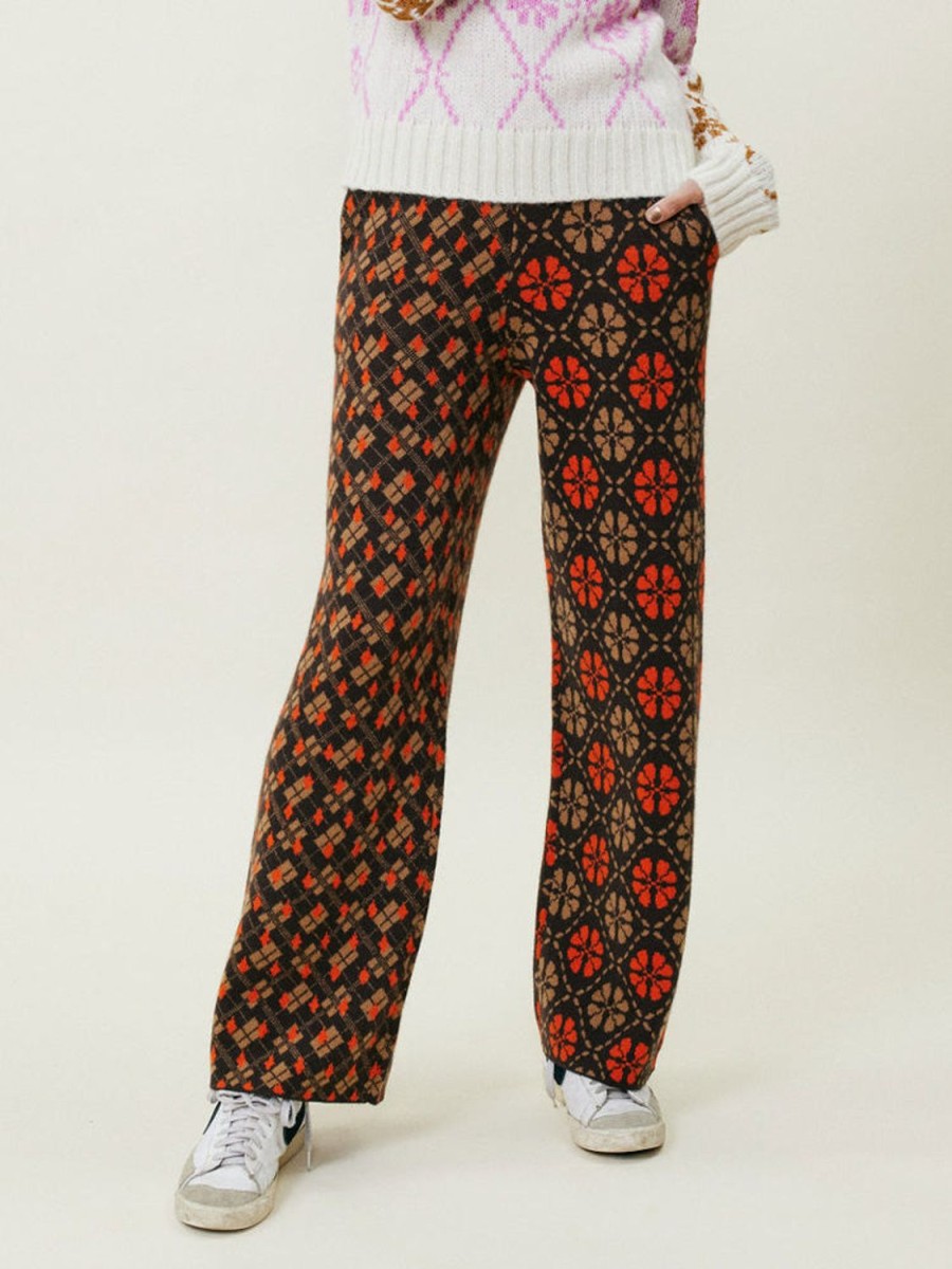 Ready To Wear Lingua Franca NYC | Jacquard Pants Chestnut Multi